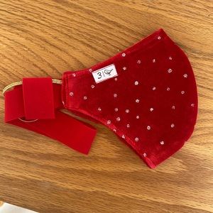 Red velvet w/ sparkling detail. Holiday Mask/headband